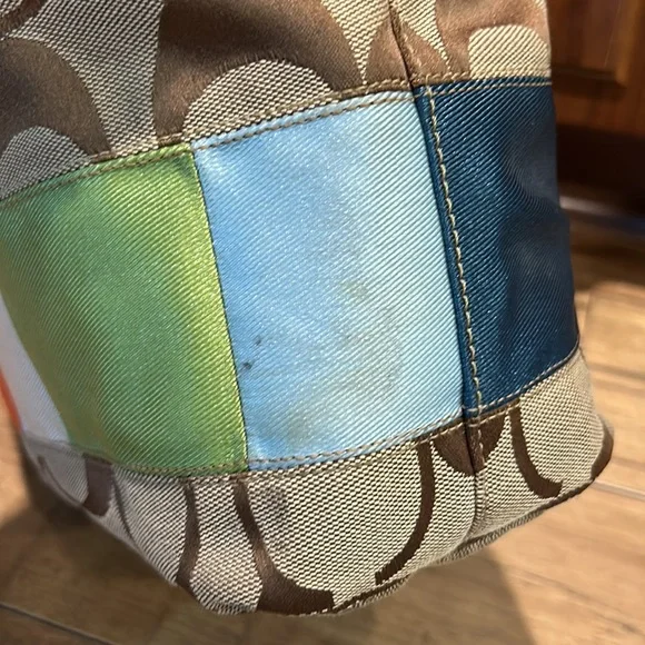 Coach Signature Stripe Tote Purse Multicolor 10859 & Matching Wallet - Picture 9 of 13